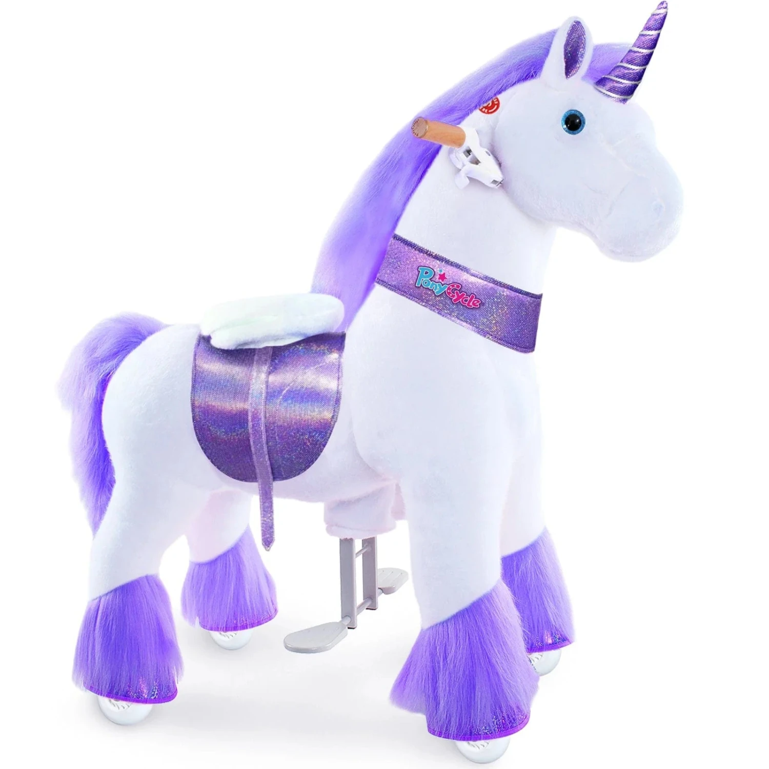 White/Purple Unicorn Size 4 -Toyology Toys Model U ride on purple unicorn size 4