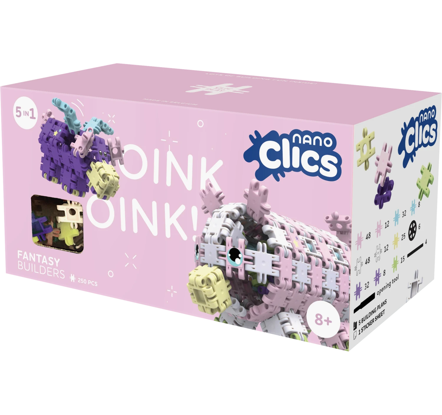 Nano Clics Fantasy 250pc Oink Oink Nano Clics Fantasy 250pc Oink Oink -Toyology Toys NC005 Nano Clics Fantasy Builders 250pcs