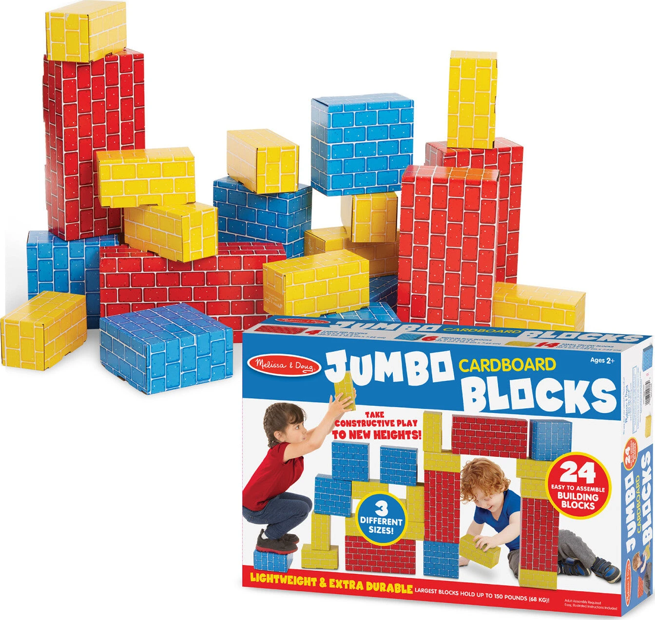 Jumbo Cardboard Blocks (24 pc) Melissa & Doug Jumbo Cardboard Blocks (24 Pc) -Toyology Toys md2783 2