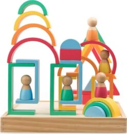 Rainbow Wooden Blocks -Toyology Toys novtkr105 5