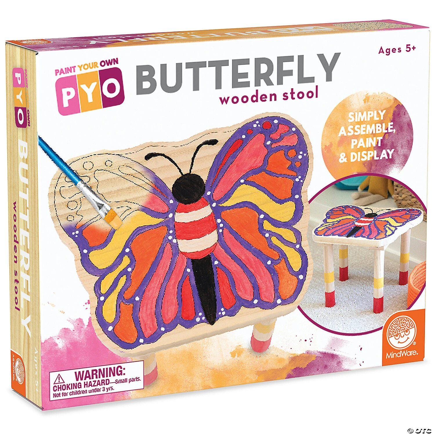 Paint Your Own Butterfly Wooden Stool MindWare Paint Your Own Butterfly Wooden Stool -Toyology Toys paint your own stool butterfly 14507422 1