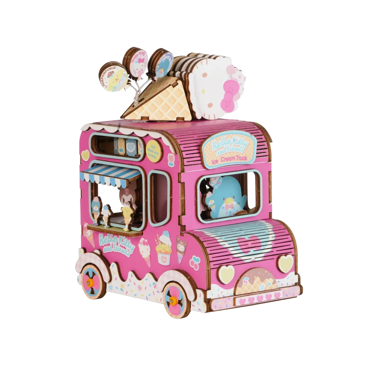Hello Kitty 3D Wooden Puzzle Music Box Ice Cream Truck Hello Kitty 3D Wooden Puzzle Music Box Ice Cream Truck -Toyology Toys