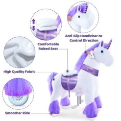 White/Purple Unicorn Size 4 -Toyology Toys ux406 pink ride on plush unicorn age 4 8 ponycycle shop 33270035513387