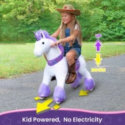 White/Purple Unicorn Size 4 -Toyology Toys ux406 pink ride on plush unicorn age 4 8 ponycycle shop 33270035709995