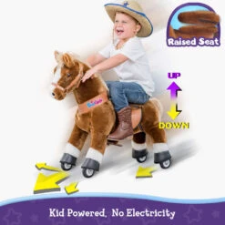 Brown Pony Size 4 -Toyology Toys ux424 brown ride on pony toy age 4 8 ponycycle shop 29248451772459