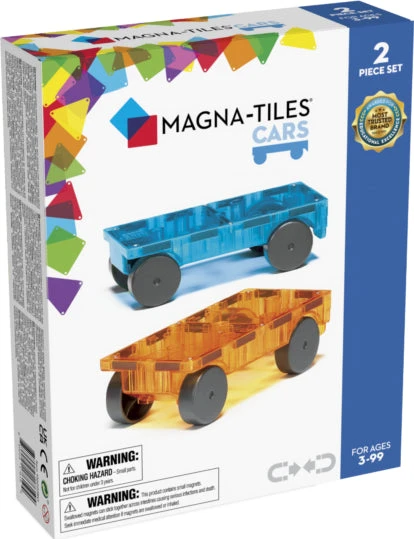 Magna-Tiles Cars 2 Piece Expansion Set Blue/Orange Magna-Tiles Cars 2 Piece Expansion Set Blue/Orange -Toyology Toys valt16022bo