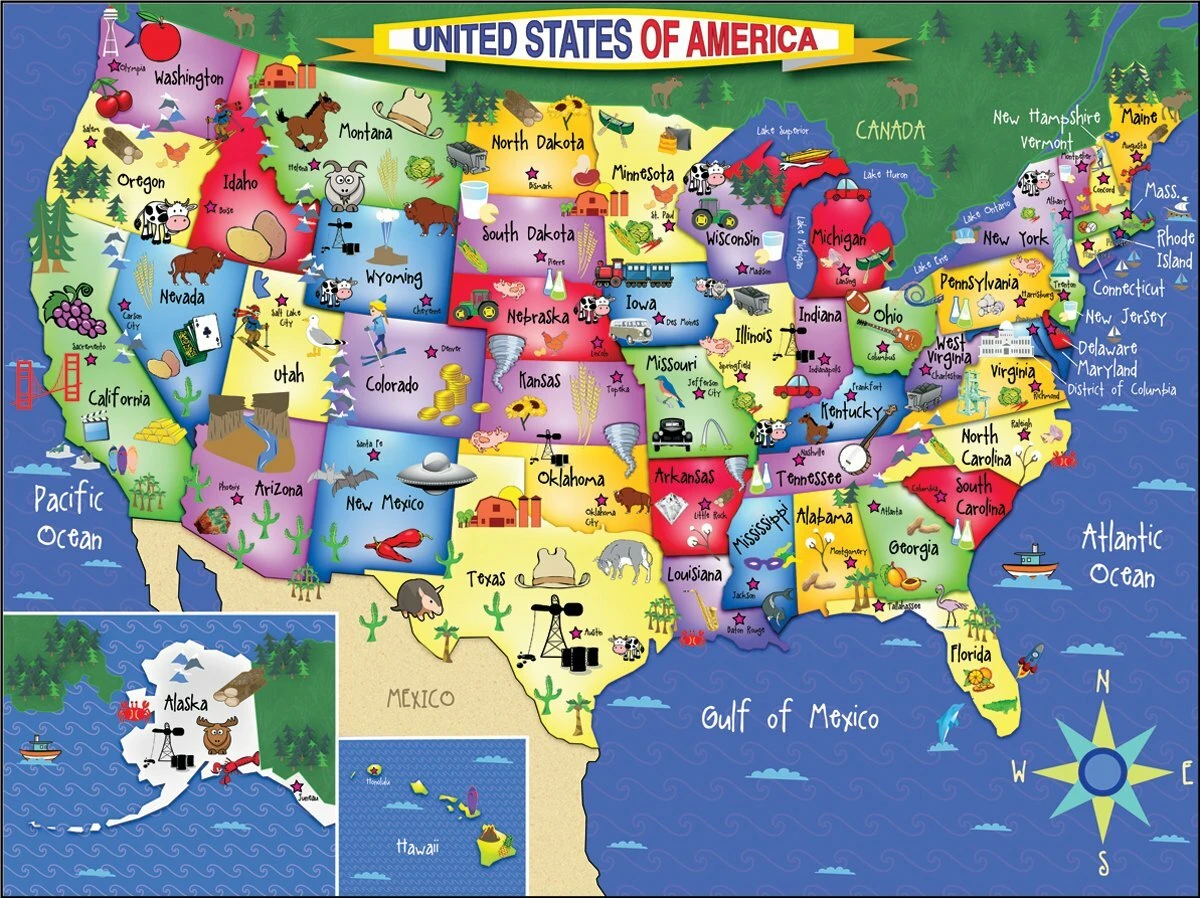 United States of America Puzzle - 300pc puzzle United States Of America Puzzle - 300pc Puzzle -Toyology Toys wmpu1021pz